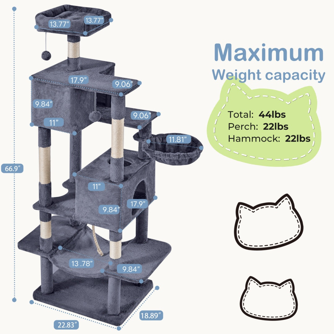 Cat Tree Tower, Large 66 inch ,