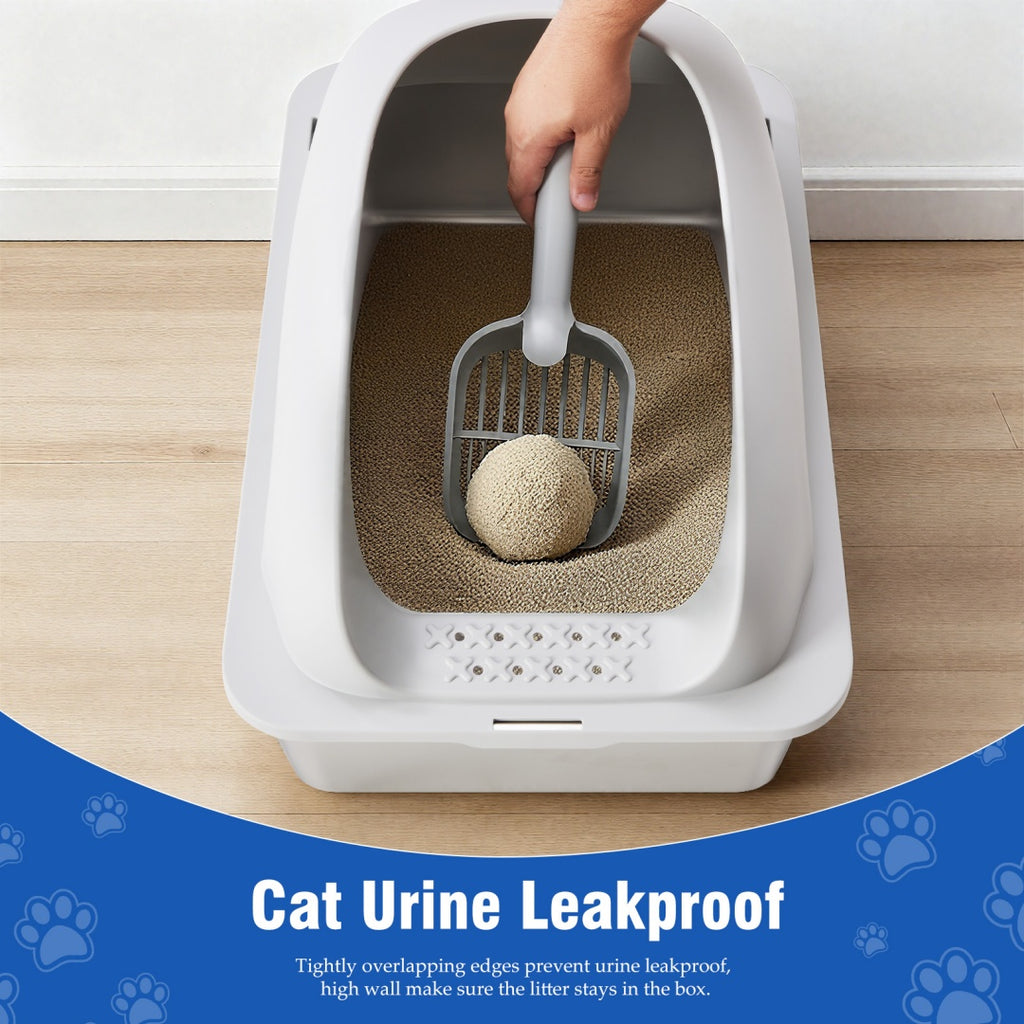 Stainless Steel Cat Litter Box With Lid, Scoop And Mat Included