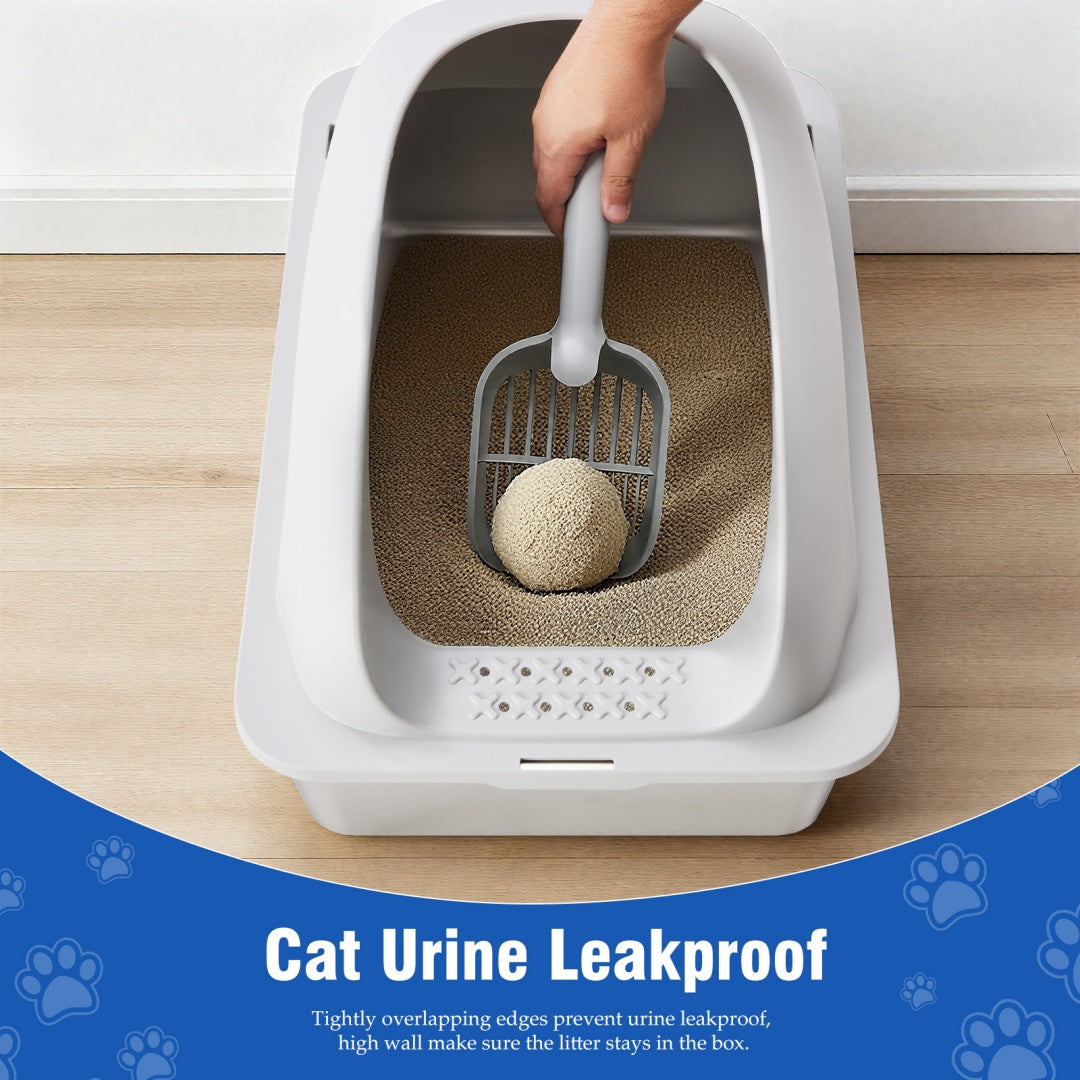 Stainless Steel Cat Litter Box With Lid, Scoop And Mat Included