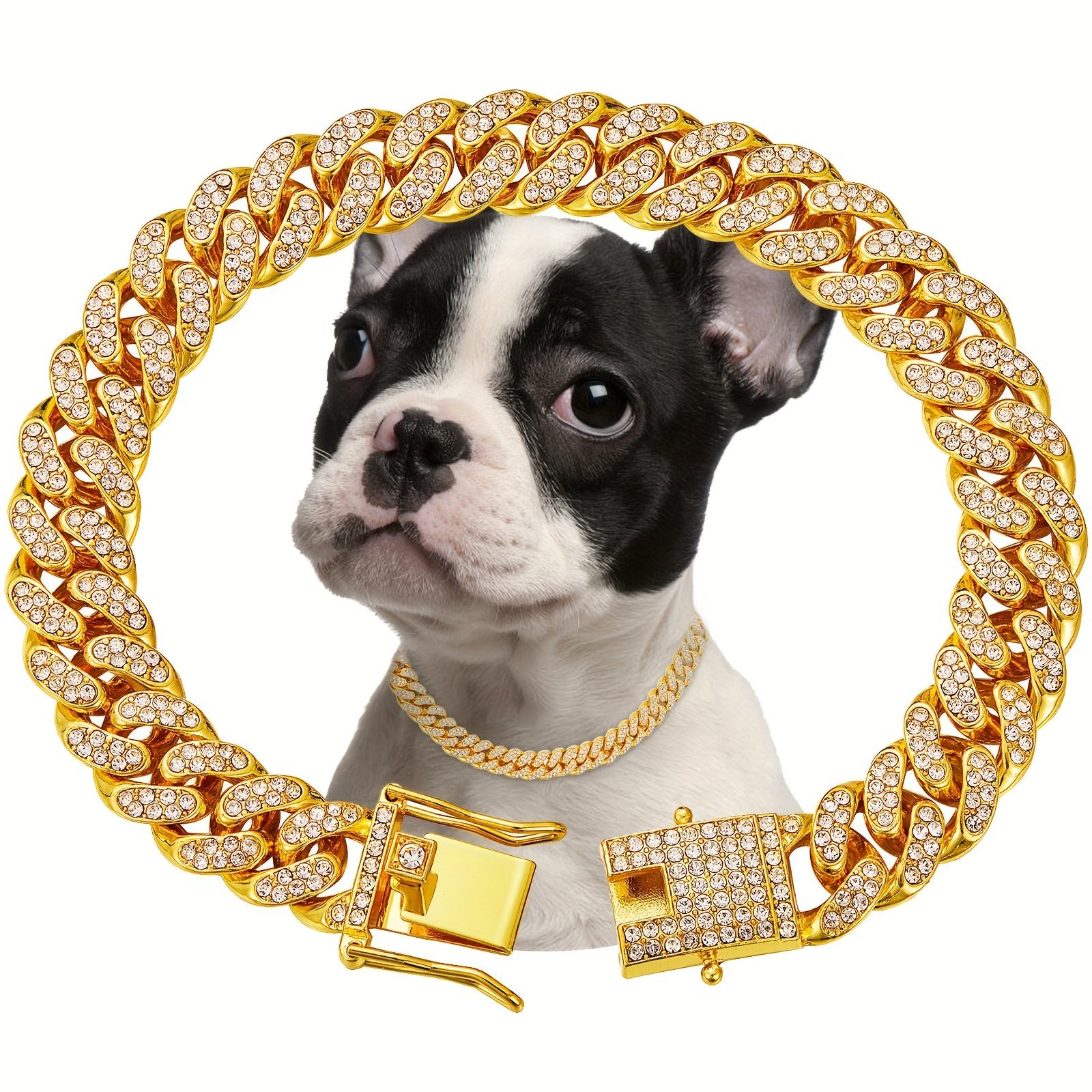 Pet Shiny Diamond Metal Necklace