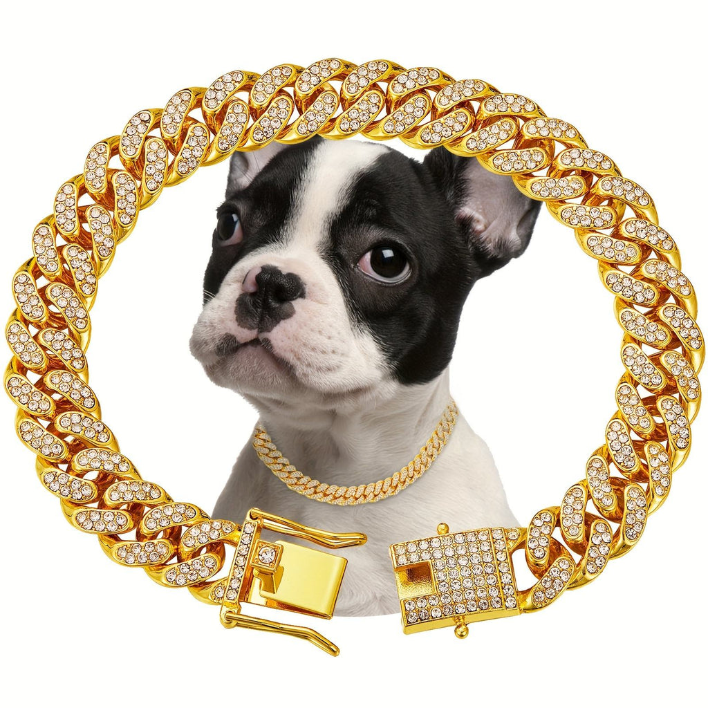 Pet Shiny Diamond Metal Necklace