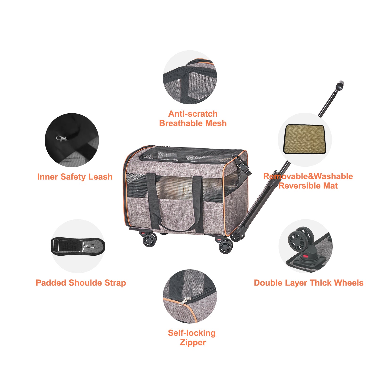 VEVOR Cat Carrier With Wheels,