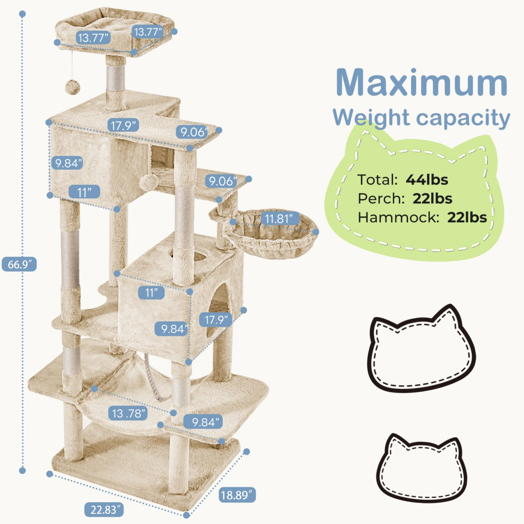 Cat Tree Tower, Large 66 inch ,