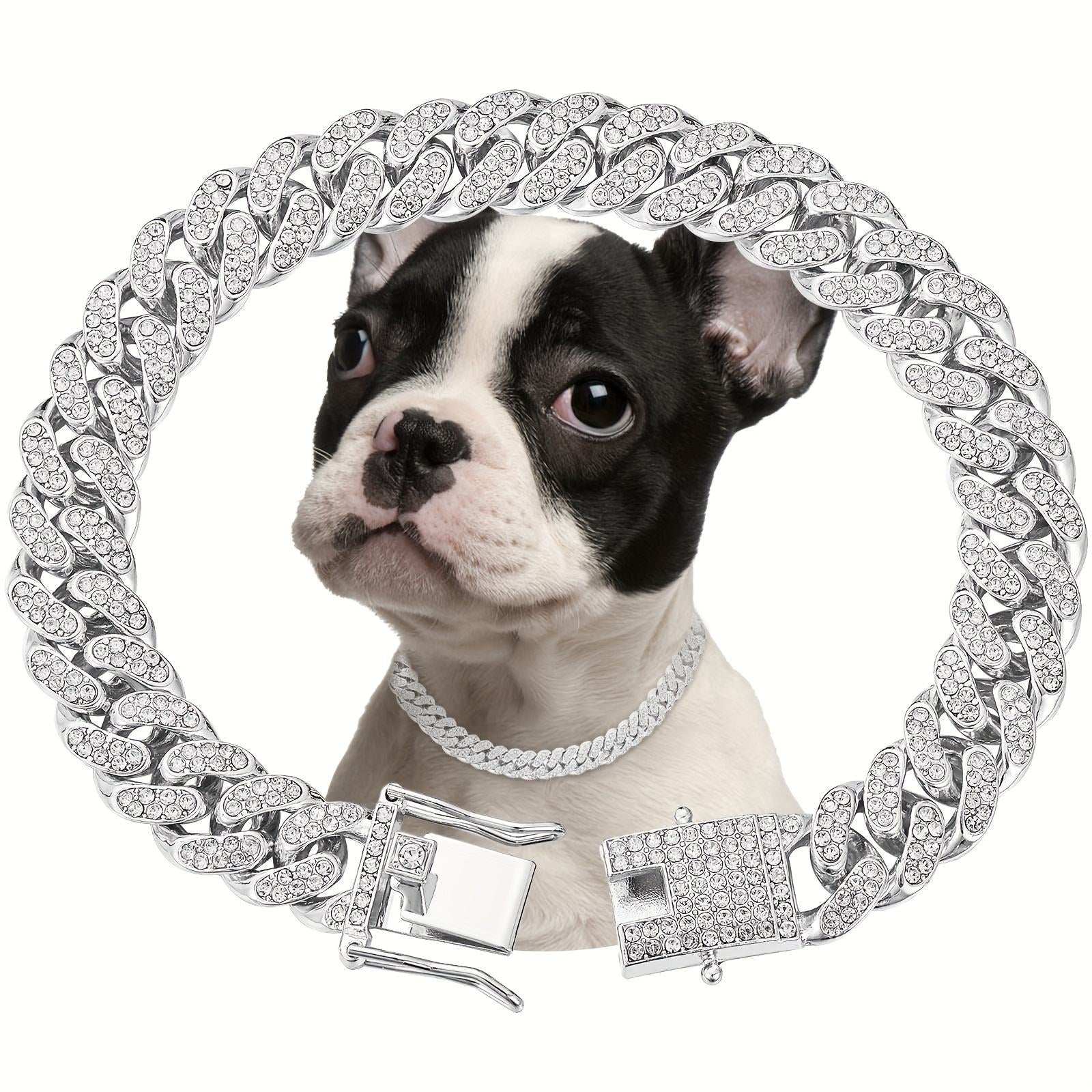 Pet Shiny Diamond Metal Necklace